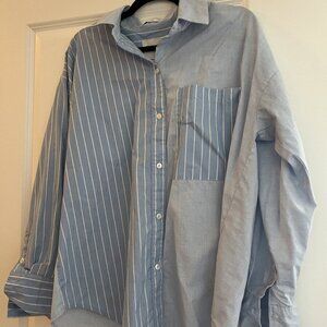 Oversized poplin shirt patch work